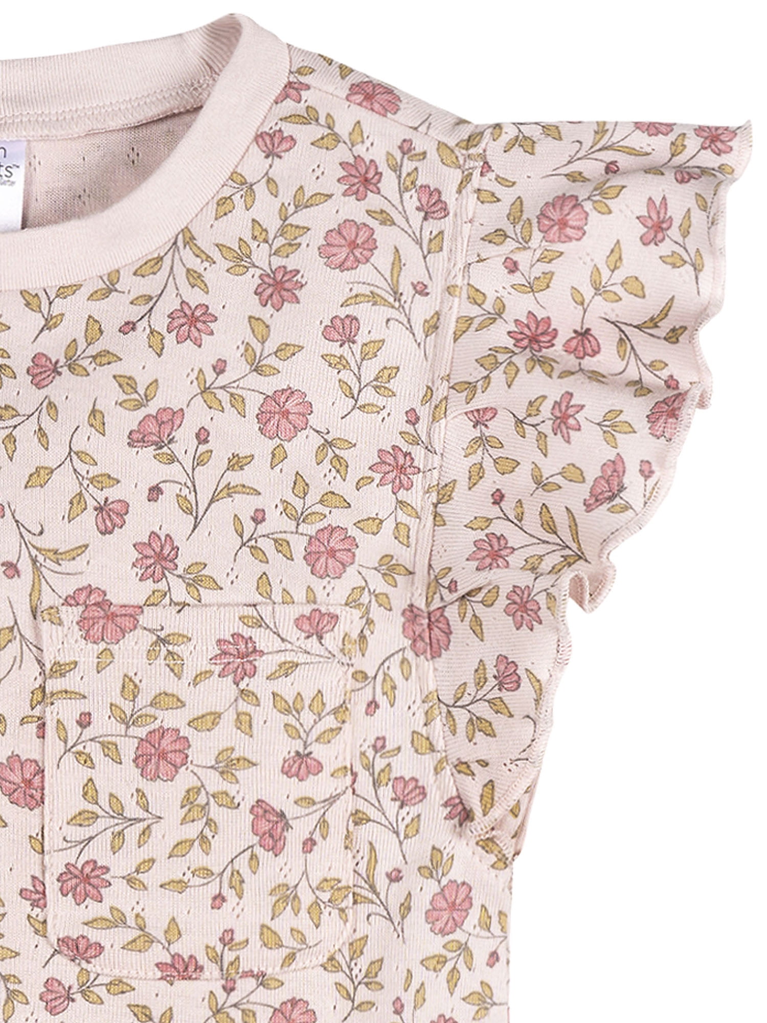 Modern Moments by Gerber Baby and Toddler Girl Organic Pleated Ruffle Sleeve Top, Sizes 0/3 Months - 5T