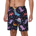thumbnail image 2 of Uemuo Cartoon Dinosaur Pattern Mens Swim Trunks Quick Dry Board Shorts with Mesh Lining, Stretch Beach Shorts Quick Dry No-Chafing Board Shorts-Small, 2 of 9