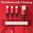 thumbnail image 2 of vAccessorize Multifunction 3 in 1 Fast Charging Cable for iPhone (Pack of 3 , 10 Feet, Red), 2 of 5
