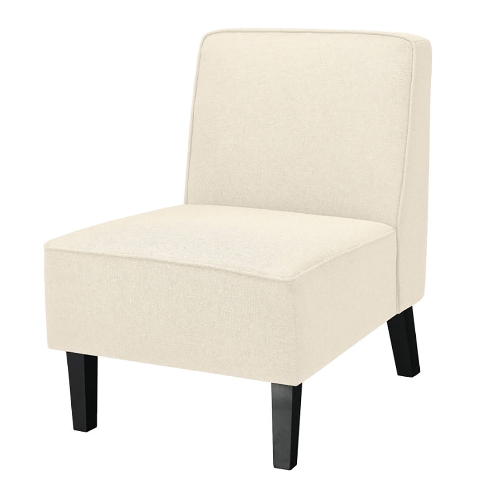Finihen Upholstered Armless Chair, Modern Armless Accent Chair with Rubber Wood Legs, for Living Room, Bedroom, Beige