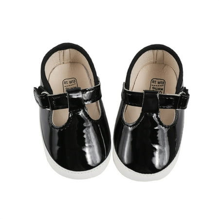 

Tsseiatte Baby Girls Mary Jane Flats Faux Leather T Strap Dress Shoes Non-Slip Newborn Crib Shoes
