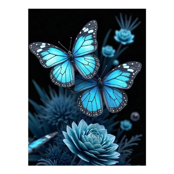 Diamond Art Kits for Adults - Classic Butterfly Aqua Print No.927 5D Frameless Dimond Painting Kit for Adults Beginner, Round Diamond Kits for Home Wall Decor, Gift for Women