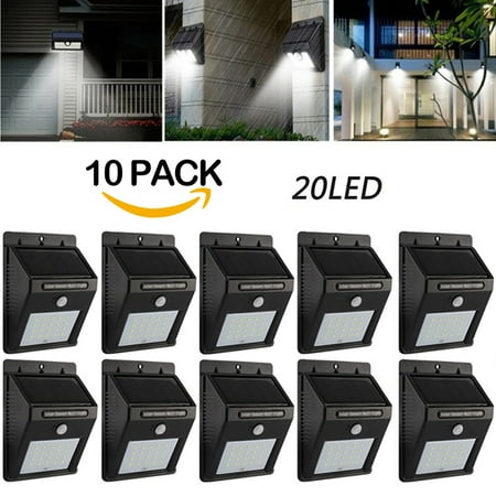 10 Pack 20 Led Solar Power Sensor Wall Light Security Motion Lamp 10 Pack 20 Led Solar Power Sensor Wall Light Security Motion Lamp Waterproof Outdoor Yard Garden Com