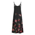 thumbnail image 5 of SMihono Robe Maxi Bohème d'Été pour Femmes Grande Taille Mode Femme Bretelles Taille Mi-Haute Col en V Sans Manches Rayée Imprimée Robe Longue de Plage, 5 of 5