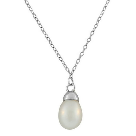 Sterling Silver Simulated Pearl Women's Pendant Necklace
