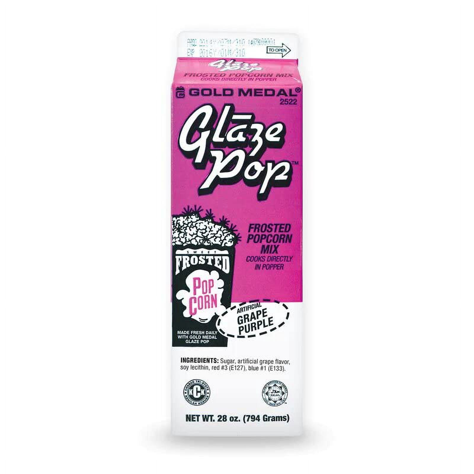 Dana Market (Pack of 3) Glaze POP Popcorn Flavoring - 3 Different Flavors: Red Cinnamon, Sweet Corn and Grape Purple - 28 Oz. Carton