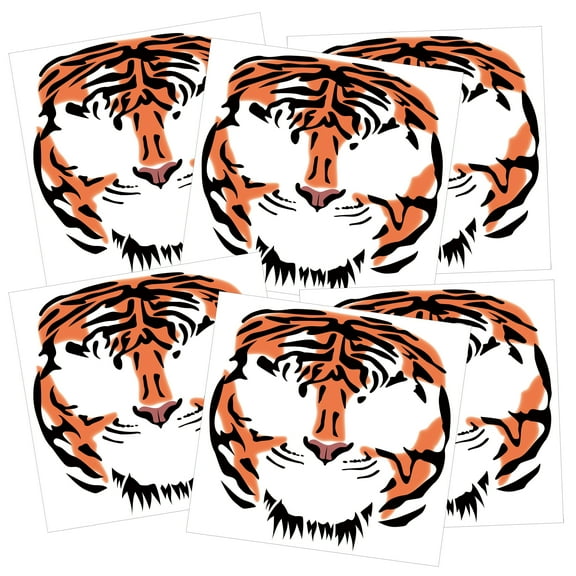 Tiger Face Temporary Tattoos 6-Pack - Realistic Striped Nose, Whiskers & Forehead Kit for Halloween, Costume Parties & Festival Makeup