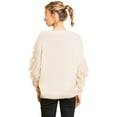 thumbnail image 2 of Fashion Cream Long Sleeve Knit Pullover Sweater with Fringe Tassel, 2 of 2