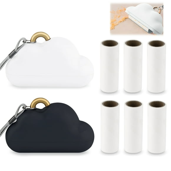 2 Pack Travel Portable Lint Roller with Hand Strap, Reusable Mini Lint Rollers with 6 Refill, Lint Remover for Clothes Bag