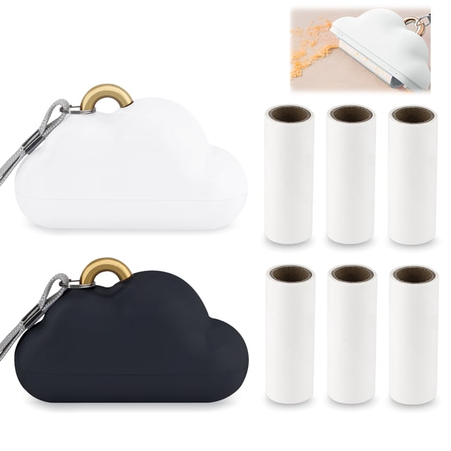 Lot de 2 Rouleaux Anti-Peluches Portatifs de Voyage avec Sangle à Main, Mini Rouleaux Anti-Peluches Réutilisables avec 6 Recharges, Enlève-Peluches pour Sac à Vêtements