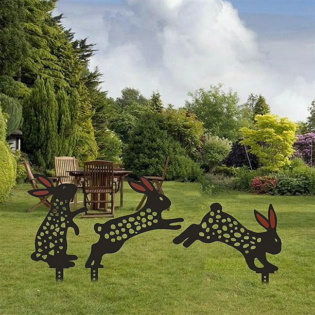 Metal Rabbit Yard Art Animal Garden, Laser Cut Metal Garden Art Animals