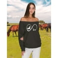 thumbnail image 3 of Horse Lover Infinite Love Off shoulder sweatshirt Horse Black Small, 3 of 6