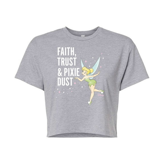 Tinker Bell - Faith Trust Pixie Dust - Juniors Cropped Cotton Blend T-Shirt