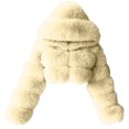 thumbnail image 3 of ICHUANYI Clearance Women's 2023 Winter Fleece Cropped Jacket Faux Long Sleeve Warm Outerwear Fall Clothes(Beige, XL) ICHUANYI WER2023081510980, 3 of 5
