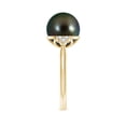 thumbnail image 3 of Angara Tahitian Cultured Pearl Ring with Trio Diamonds in 14K Yellow Gold for Women | June Birthstone Jewelry for Her, 3 of 8