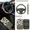 thumbnail image 3 of Jeiento Southwest Aztec 17 Pcs Car Interior Cover Set Car Front Rear Seat Cover with Floor Mats Cow Print Armrest Cover Seatbelt Pads Steering Wheel Cover Ethnic Style Coaster Keychain, 3 of 8