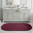 thumbnail image 2 of Superior Oval Bordered Cotton Washable Non-Slip Bath Rug, Runner Size, Plum, 2 of 9