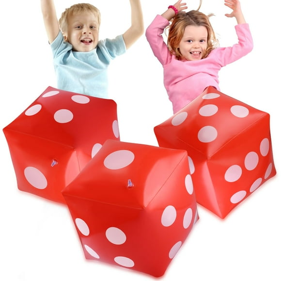 Juego de 3 dados gigantes inflables Blulu de 30 cm, color rojo