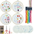 thumbnail image 1 of 4Pcs Embroidery Starter Kit for Beginners Adults Colorful Patterns Embroidery Stitch Kit Ergonomic Embroidery Stitch Practice Kit with Embroidery Hoop Scissors Thread Needles for Craft, 1 of 11