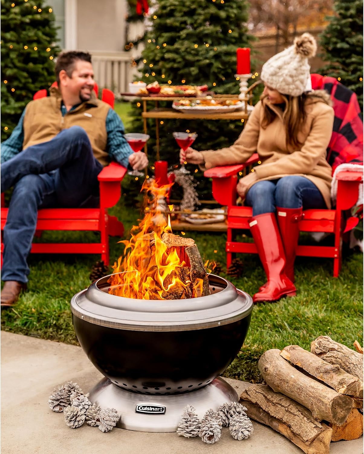 Cuisinart 24” Cleanburn Smokeless Fire Pit with Removable Base for Ash, Portable Outdoor Wood Burning Fireplace