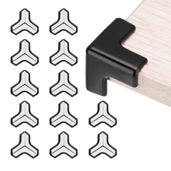 Uxcell Corner Protectors 12Pcs Table Corner Protectors Furniture Corner Guard and Edges Bumpers(T-shaped, Black)