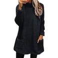 thumbnail image 3 of NMMUED Sherpa Pullover Women Womens Mock Neck Sweatshirt Womens Oversized Sweatshirt Turtleneck Sweatshirt Womens Long Sleeve Tops Womens Pullover Oversized Mock Neck Sweatshirt Dark Gray S, 3 of 9