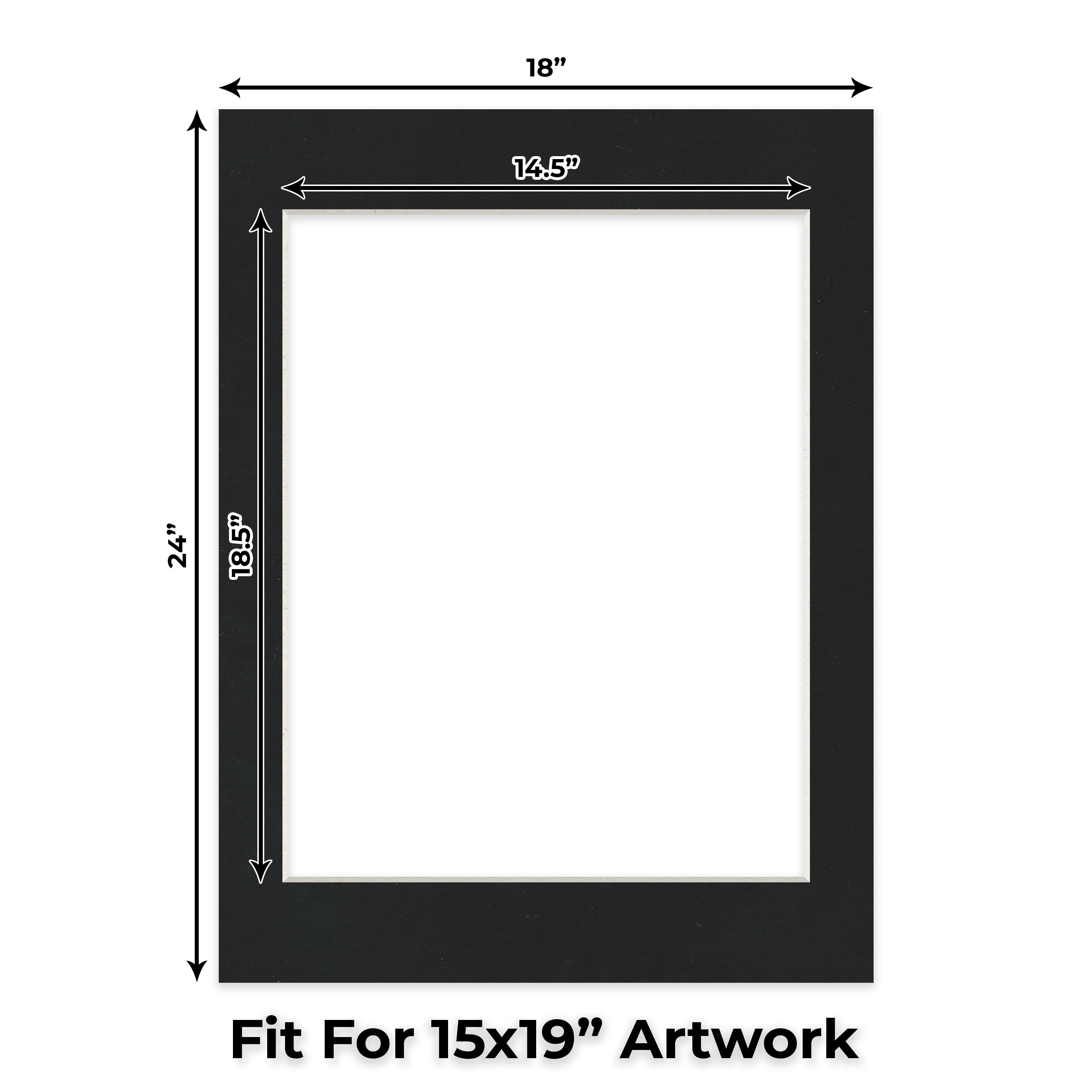 Black Suede Picture Frame Mat for 18x24 Frames - Fits 15x19 Photos - 1 Mat