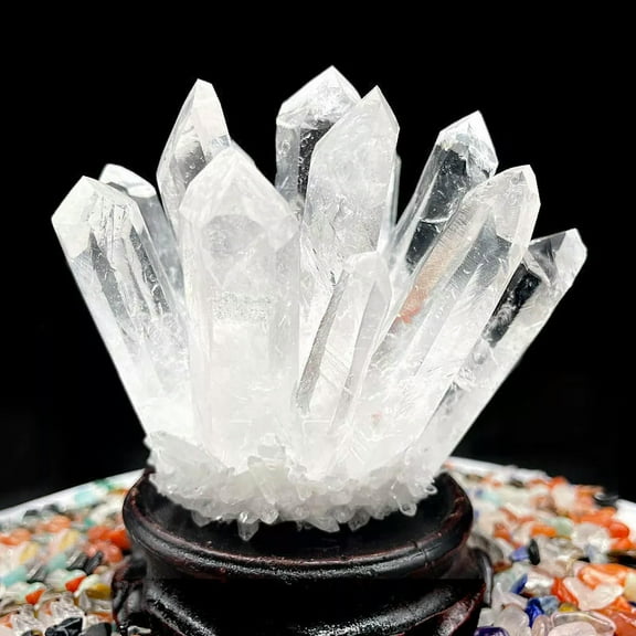 EOEMY 500-600G Large Natural White Clear Quartz Crystal Cluster Point Gemstone Healing