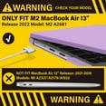 thumbnail image 6 of IBENZER Compatible with 2025 2024 2023 2022 MacBook Air 13 inch case M4 A3240 M3 A3113 M2 A2681, Hard Shell Case & Keyboard Cover & Screen Film & Type-C Adapter for Mac Air 13.6, Purple, 6 of 7