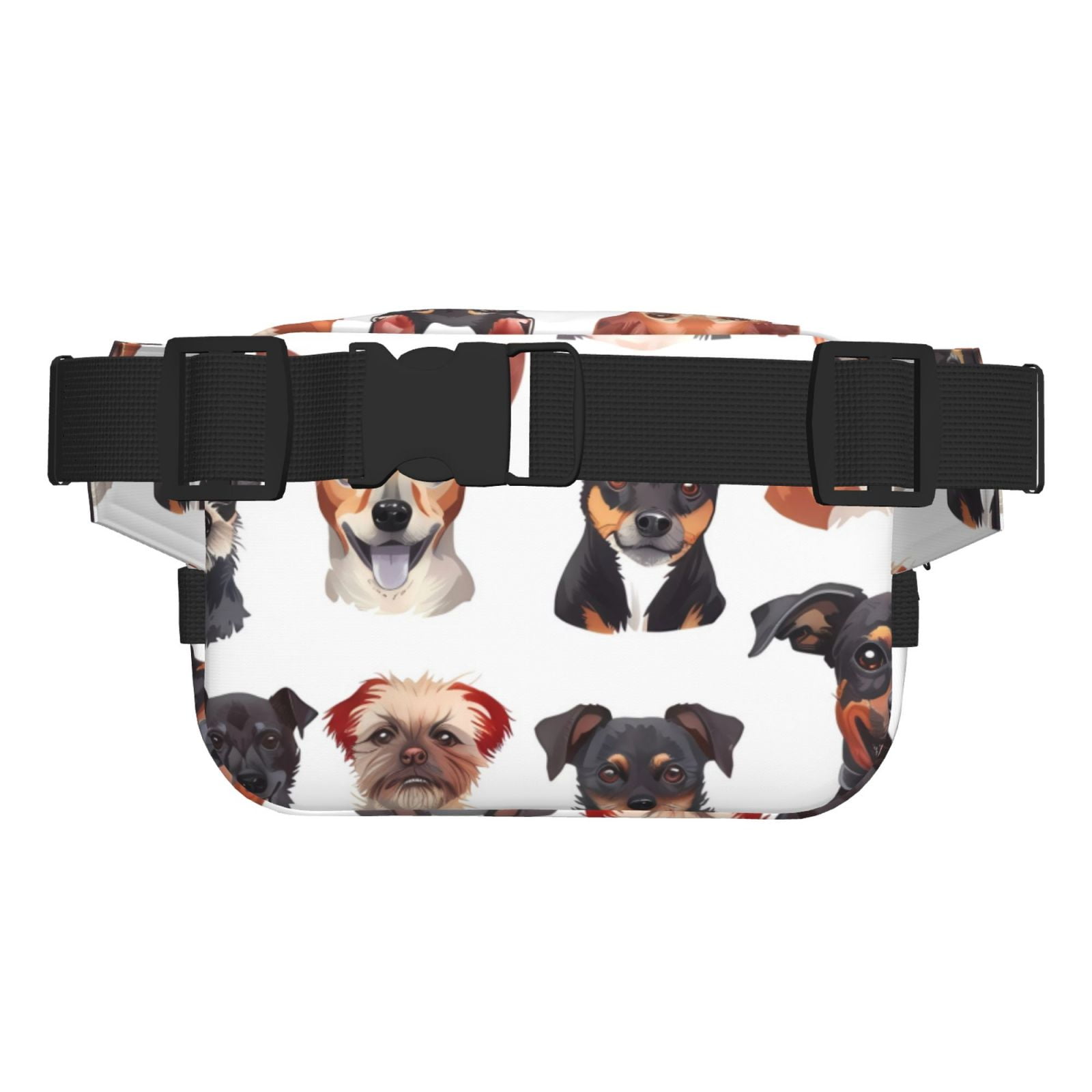 Picia Happy Dog Faces Collage Print Square Double-Layer Waist Bag Mini Adjustable Waist Belt Bag Exercise Running Travel Hiking