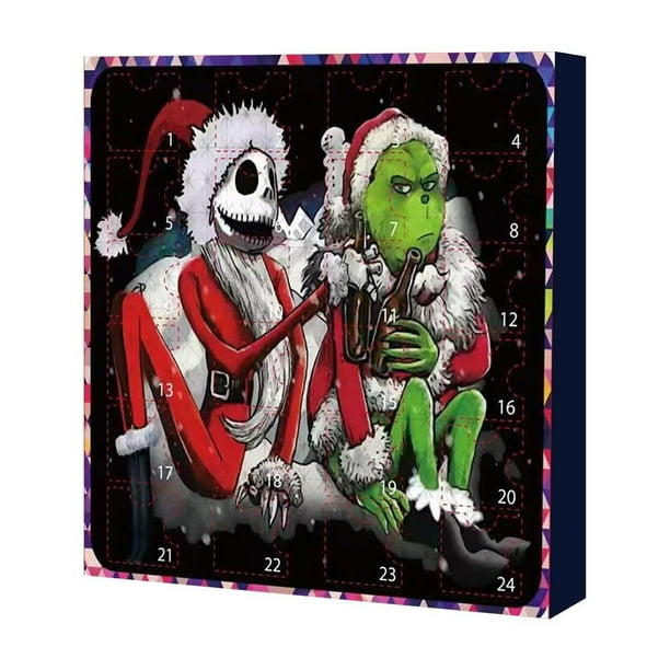 Calendario de Adviento de Navidad Grinch, caja ciega de Navidad, 24 regalos, caja ciega de cuenta atrás de monstruo de pelo verde, caja ciega de Halloween