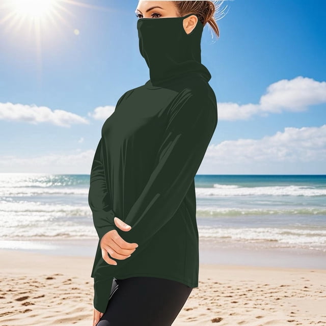 mfyjkho Tops Para Mujer, Camiseta Unisex De Verano Informal De Color Liso Con Mangas Largas De Seda Helada Y Protección Solar Tops Y Blusas Para Mujer Xxxxl