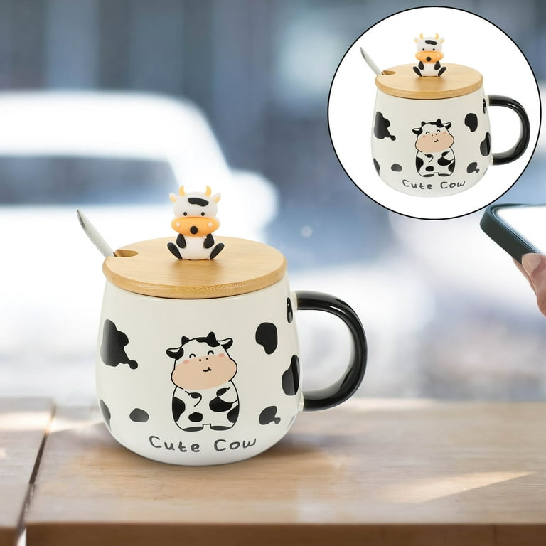 1Pc Cartoon Bear Kids Mugs with Lid Children Infant Baby Milk Cup with  Handle Spoon Wheat Straw Breakfast Mug Drink Coffee Cup - AliExpress