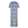 thumbnail image 6 of Moxiu Summer Pajamas for Women Set Short Sleeve Crewneck Top with Capri Pants Pjs 2 PIece Soft Comfy Lounge & Sleepwear Set 2025 Multicolor,XXXL, 6 of 7