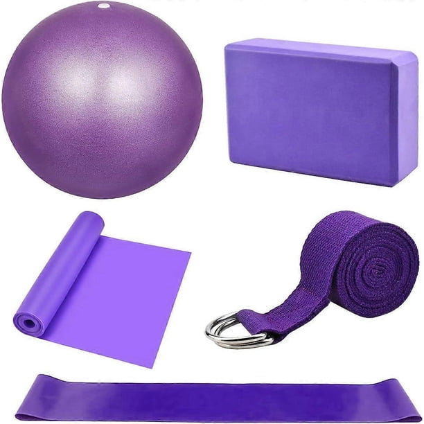 Yoga Starter Set 5 Pieces Yoga Block and Yoga Strap Set Yoga Ball Foam Yoga Block Fitness Exercise Resistance Loop Band Stretch Strap Pilates Belt Yog