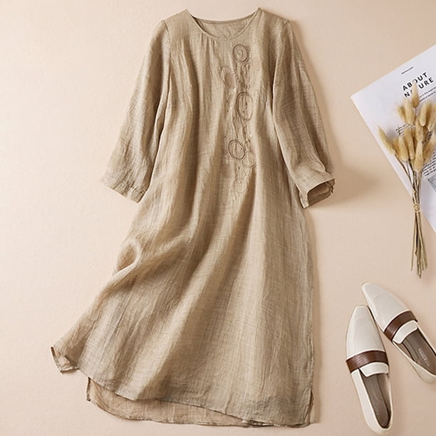 cotton khaki dress Zoe Green Shirtdress with Pockets | Sophie Thallet linen and kapok with a subtle fleck structure Michael Kors Outlet Cotton Poplin