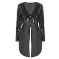 thumbnail image 3 of TiaoBug Woman's Magician Costume Tailcoat Tuxedo Jacket Sequins Long Sleeve Coat Circus Blazer Black 3XL, 3 of 7