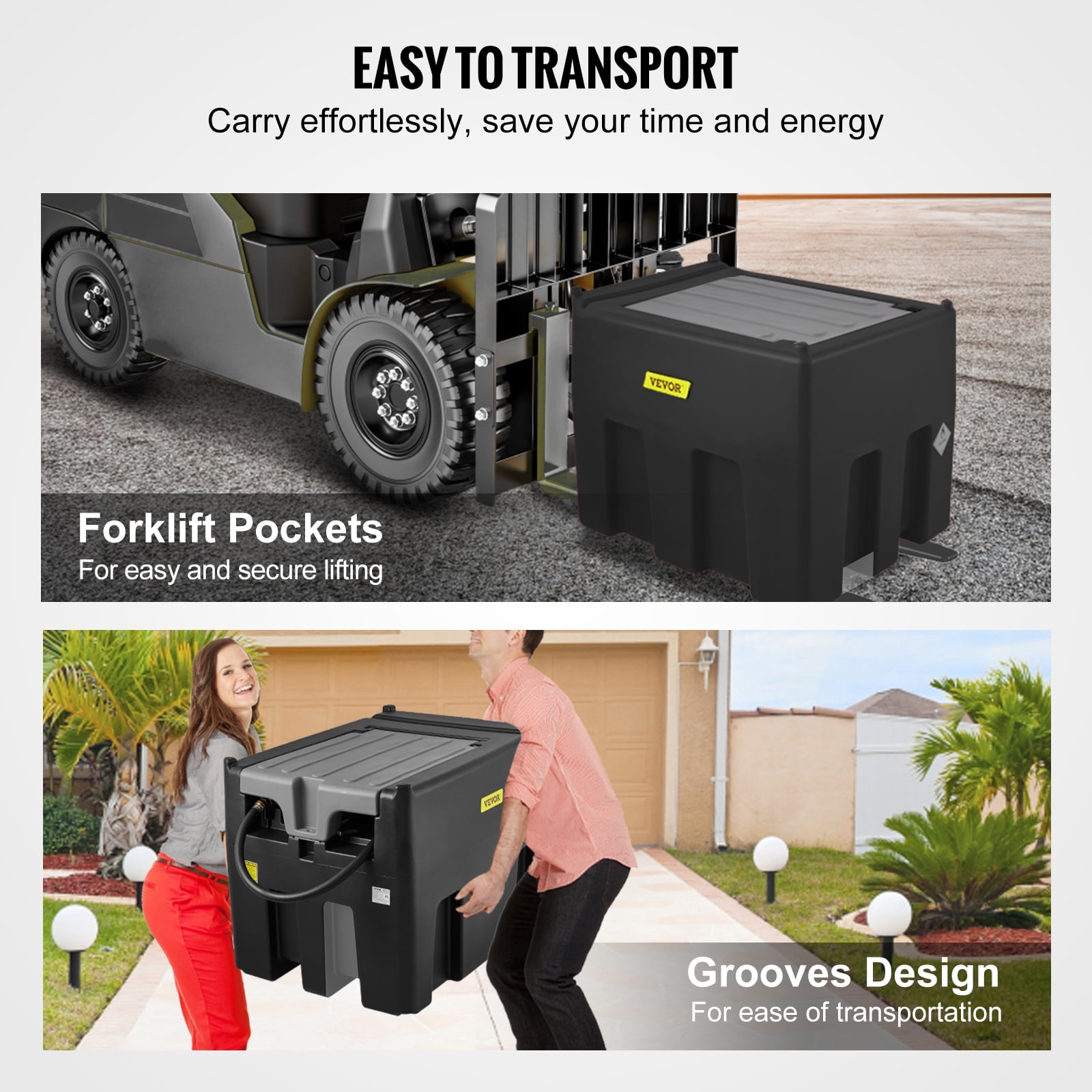 VEVOR Portable Diesel Tank, 116 Gallon Capacity & 10 GPM Flow Rate, Diesel Fuel Tank with 12V Electric Transfer Pump and 13.1ft Rubber Hose, PE Diesel Transfer Tank for Easy Fuel Transportation,Black