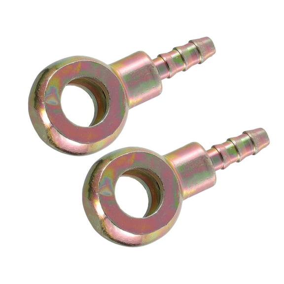 2 Pcs Universal Banjo Bolt 10mm ID 6mm OD Banjo Bolt Hose Barb Fitting Adapter for Car Metal Bronze Tone