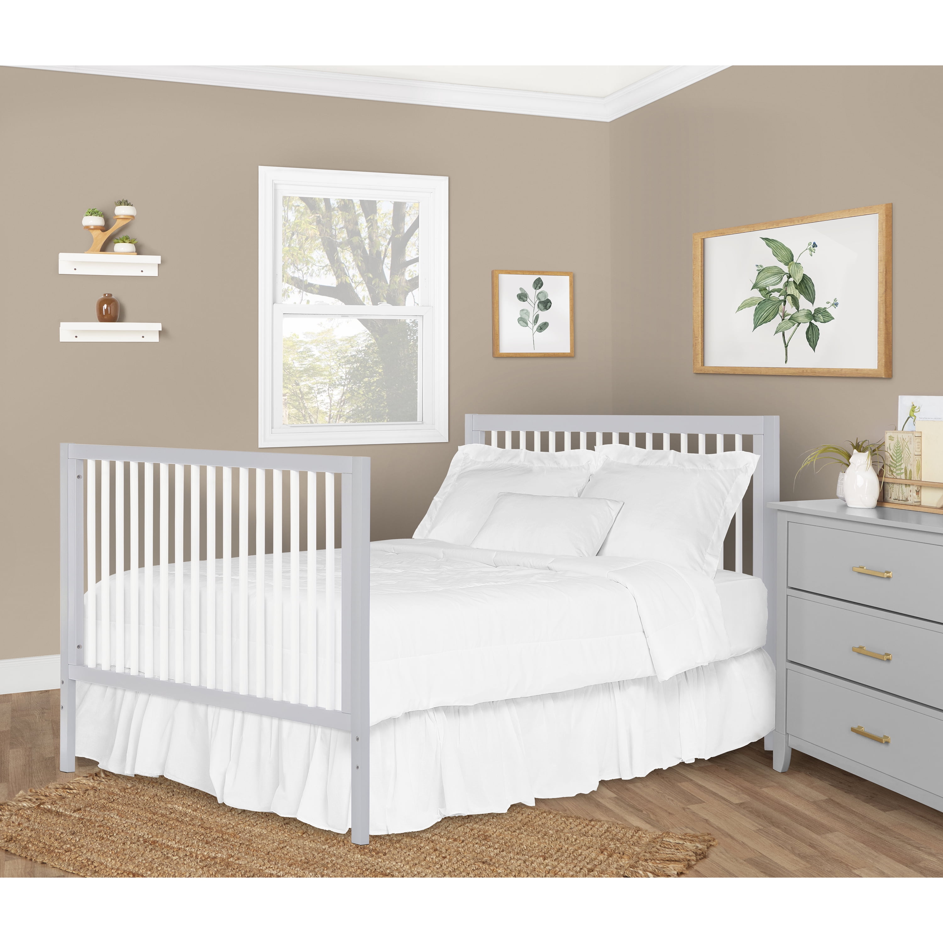 Dream On Me Carter Crib Convertible Post, Grey And White