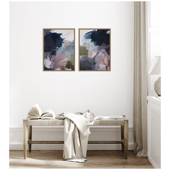 Kate and Laurel Under the Sky No. 1 & No. 2 2 Piece Framed Canvas Wall Art Set by Amy Lighthall, Sylvie Dark Gold Modern Contemporary, Abstract Art for Wall Decor