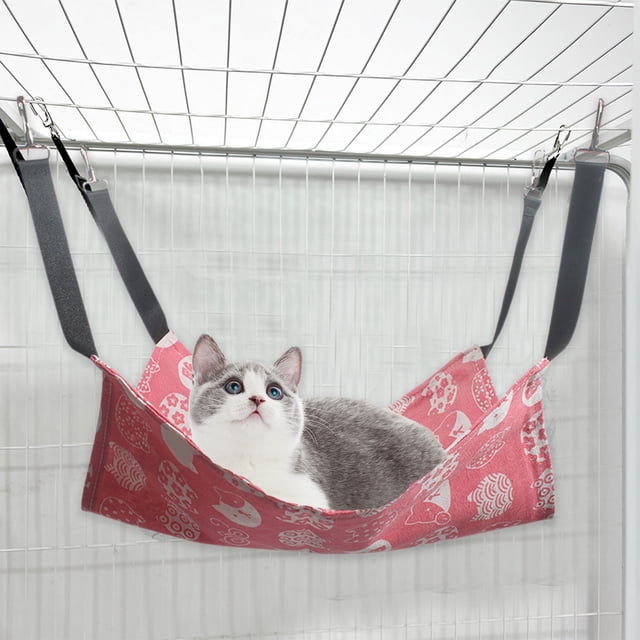 Cameland Reversible Pet Hanging Hammocks Soft Breathable Pet Cage Hammocks With Straps And Metal Hooks Double Sided Hanging Bed For Cats Small Dogs Rabbits