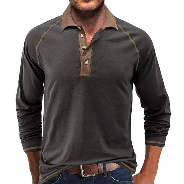Blusa y camisa de manga larga con cuello vuelto para hombre, blusa informal de moda con cuello vuelto y manga larga, blusa transpirable, blusa para hombre