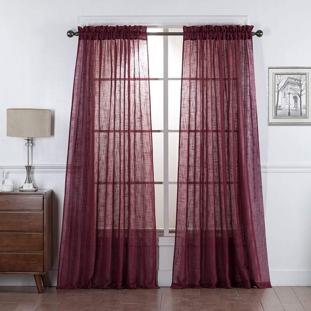 Set of 2 Piece Linen Textured SemiSheer Rod Pocket Curtain Panels (84