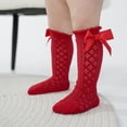 thumbnail image 2 of Baby Girls Knee High Socks Breathable Cutout Mesh Cute Bows Dress Socks Newborn Stockings Clothing Accessories, 2 of 7