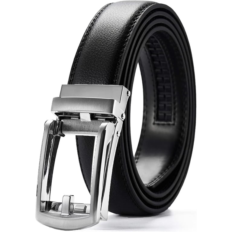 JASGOOD Men's Leather Ratchet Dress Belt, Black photo 1