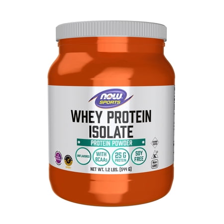 NOW Sports Nutrition, Whey Protein Isolate, 25 g With BCAAs, Unflavored Powder, 1.2-Pound