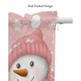 thumbnail image 5 of Pink Snowman Christmas Linen Curtain Valance for Bedroom/Bathroom/Kitchen/Office/Living/Dining Room Window,Xmas Winter Snowflake Let Snow Rod Pocket Topper Decorative Cafe Drapes Panel 60"x18", 5 of 6