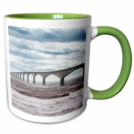 3drose, Canada, Pei, Borden. Confederation Bridge, Northumberland Straight., 11oz Two-tone Green Mug