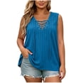 thumbnail image 2 of NominalSnug Plus Size Sweaters Vest for Women Ribbed Knit Sleeveless Top Crisscross V Neck Pullover Top Casual Loose Pleated Tunic Tops, 2 of 6